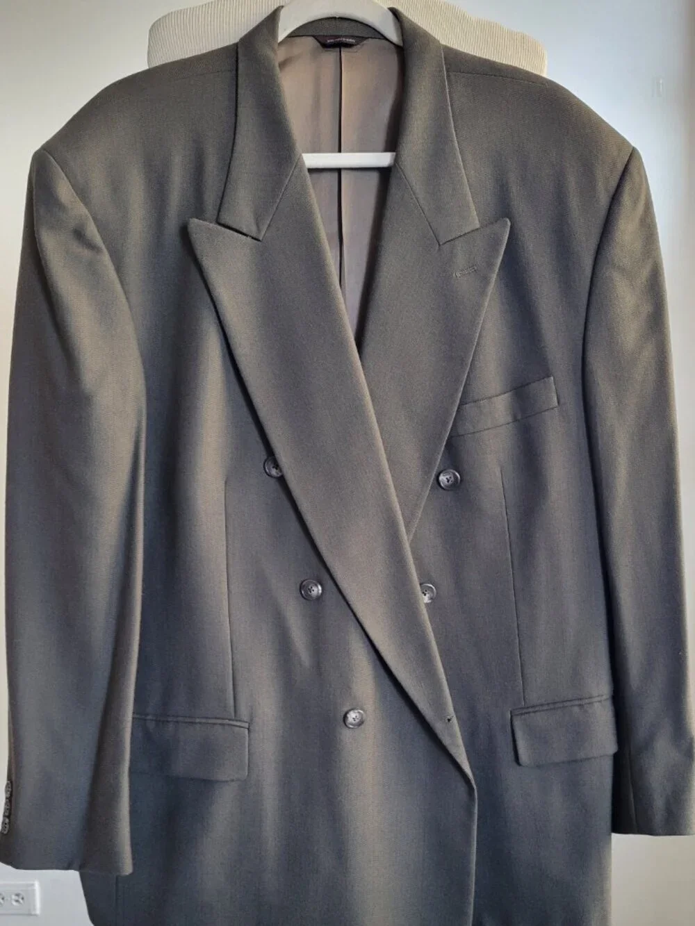 Vintage Dolfino Uomo Moda Italia Double Breasted Gray Blazer Jacket
